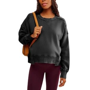 Free People x Hatch Slouchy Intercept Maternity Asymmetrical Pullover NWT S Gray